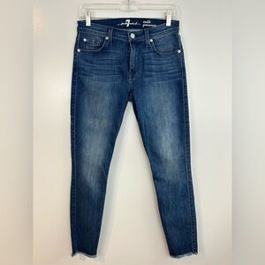 NWT 7 for All Mankind Ankle Gwenevere Blue Denim Jeans w/ Raw Hem Size 27
